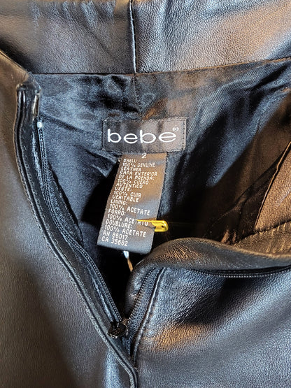 Bebe Genuine Leather Straight-Leg Pants