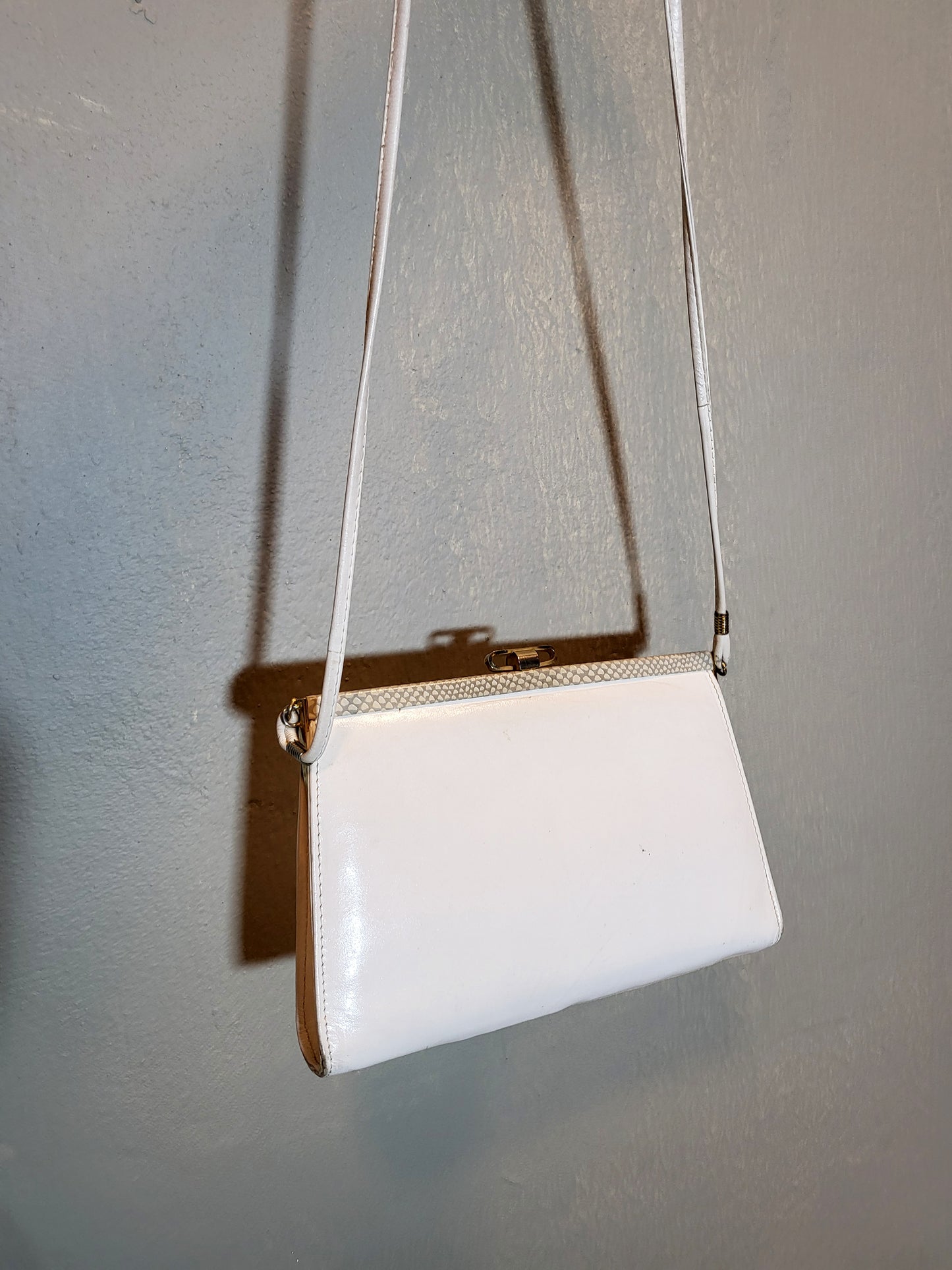 White Structured Clutch-Shoulder Bag