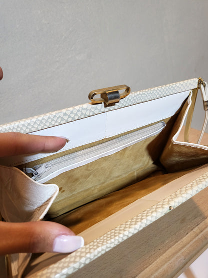 White Structured Clutch-Shoulder Bag