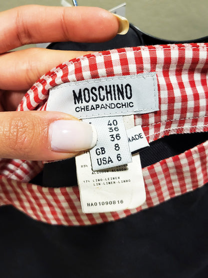 Moschino Cheap & Chic Gingham-Trim Mini Skirt