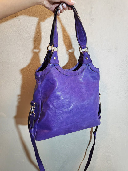 Electric Violet Leather Shoulder Bag -  Liz Claiborne
