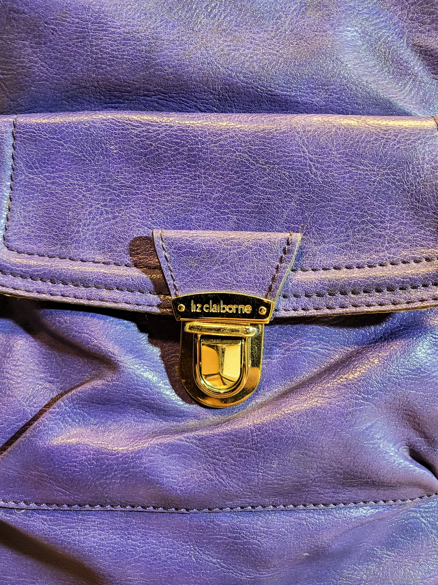 Electric Violet Leather Shoulder Bag -  Liz Claiborne