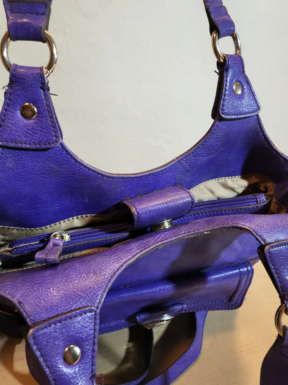 Electric Violet Leather Shoulder Bag -  Liz Claiborne