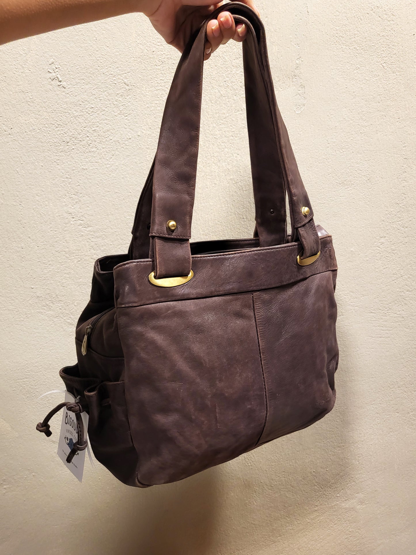 Francinel Chocolate Brown Leather Shoulder Bag