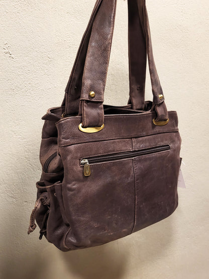 Francinel Chocolate Brown Leather Shoulder Bag