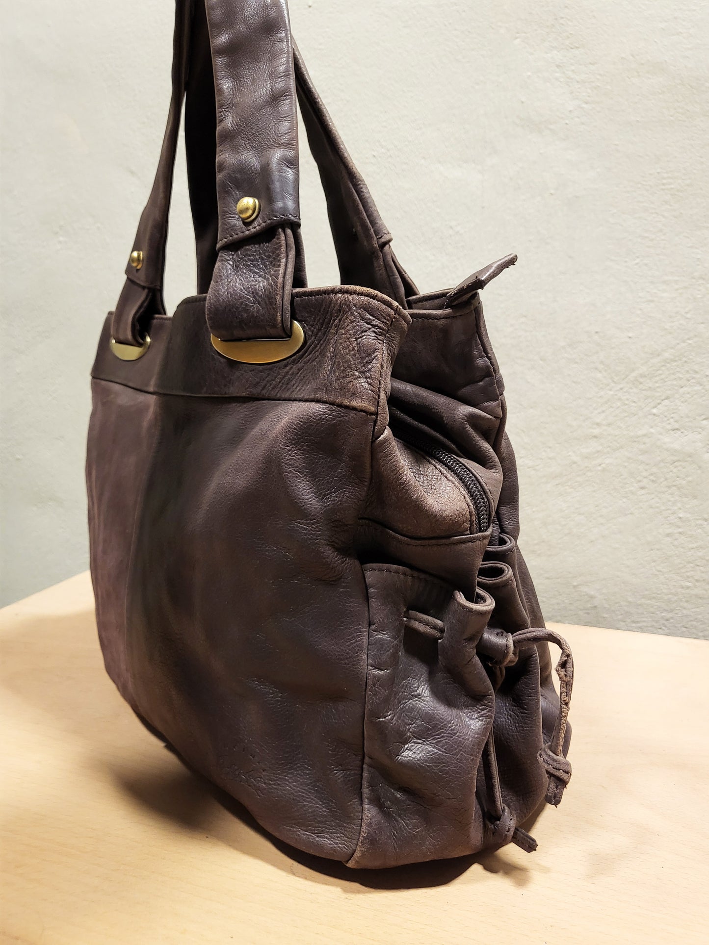 Francinel Chocolate Brown Leather Shoulder Bag