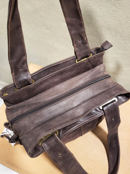 Francinel Chocolate Brown Leather Shoulder Bag