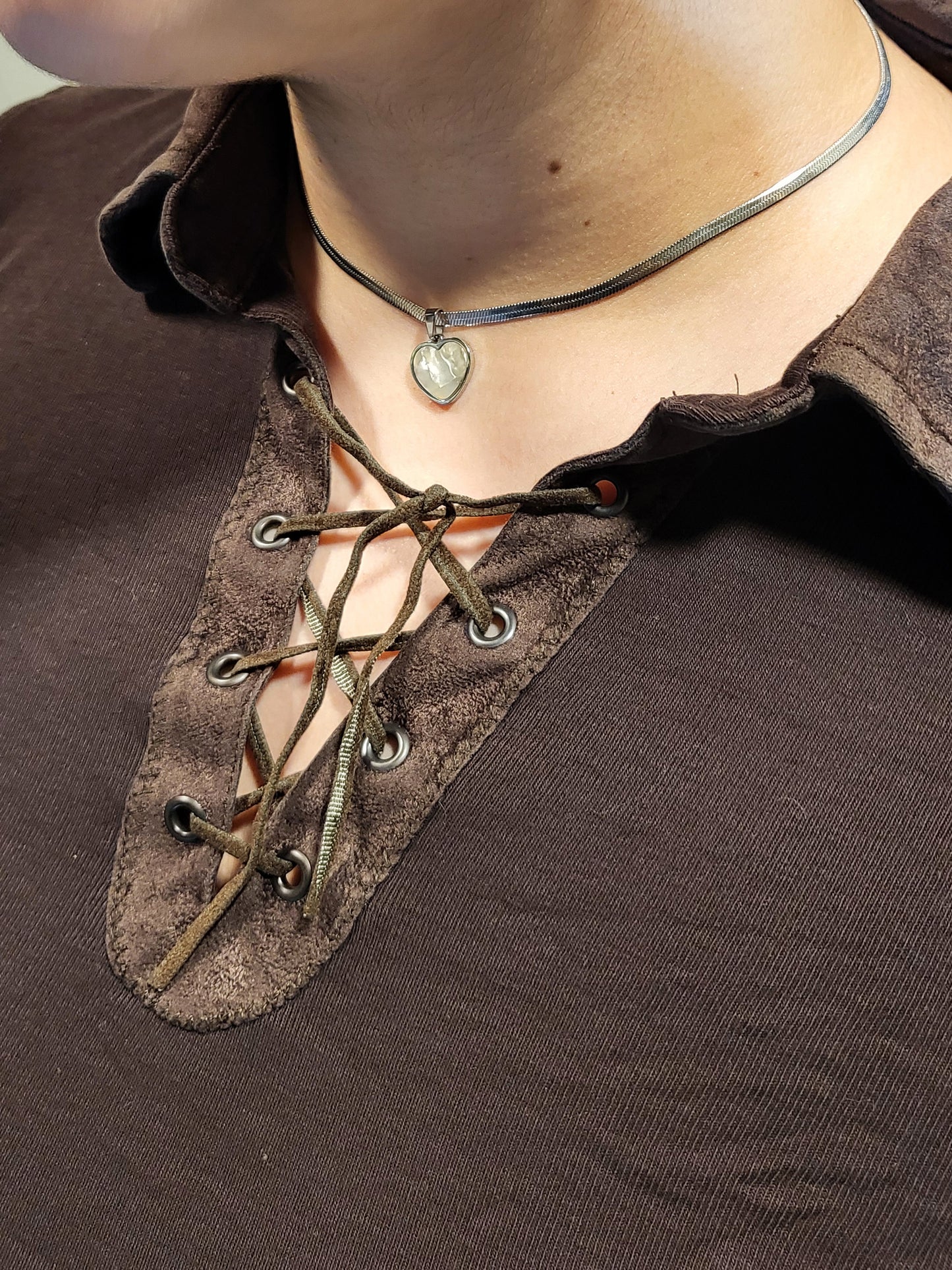 Brown Lace-Up Long Sleeve Top