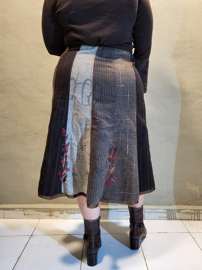 Patchwork Embroidered Midi Skirt