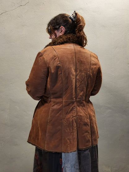 Suede Faux-Fur Trim Jacket