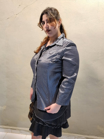 Vintage Striped Button-Up Shirt