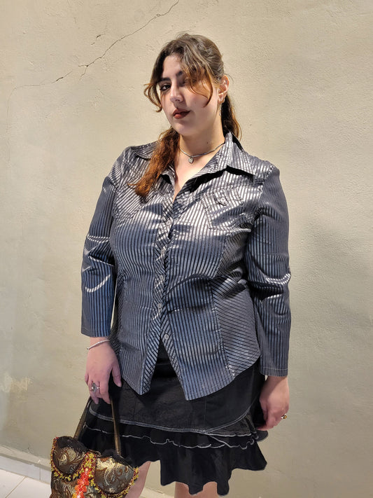 Vintage Striped Button-Up Shirt