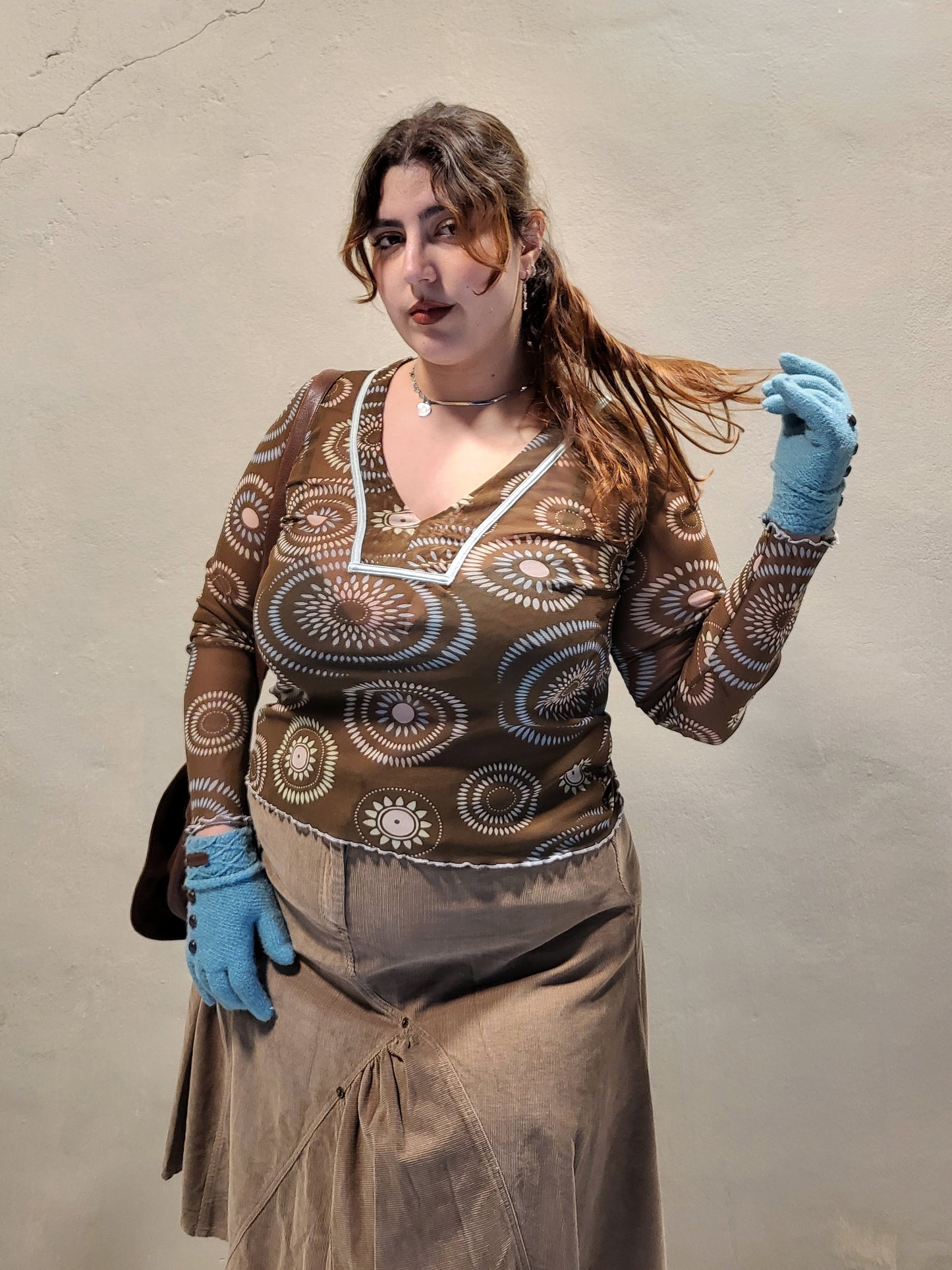 Y2K Sunburst Mesh Top