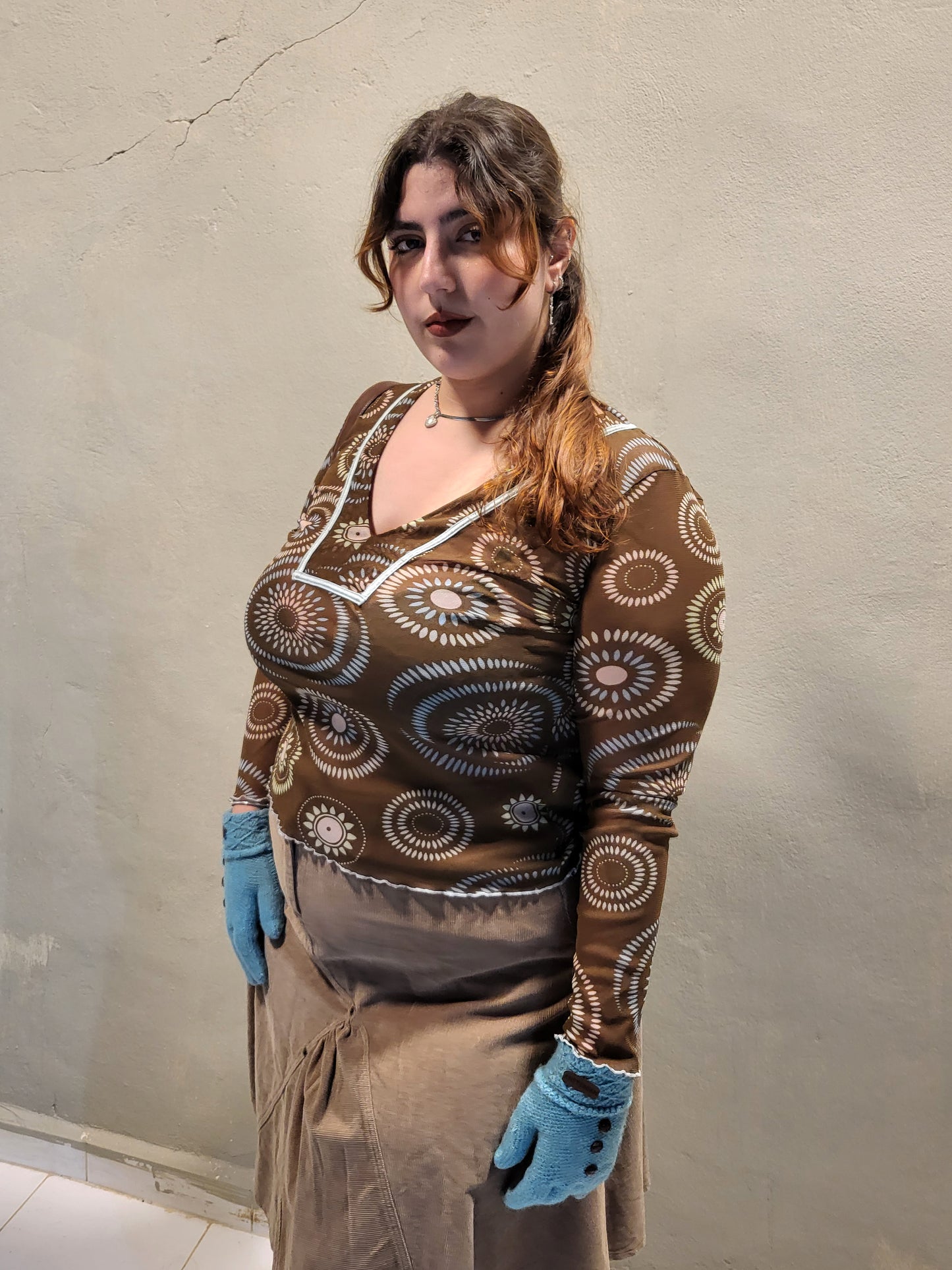 Y2K Sunburst Mesh Top