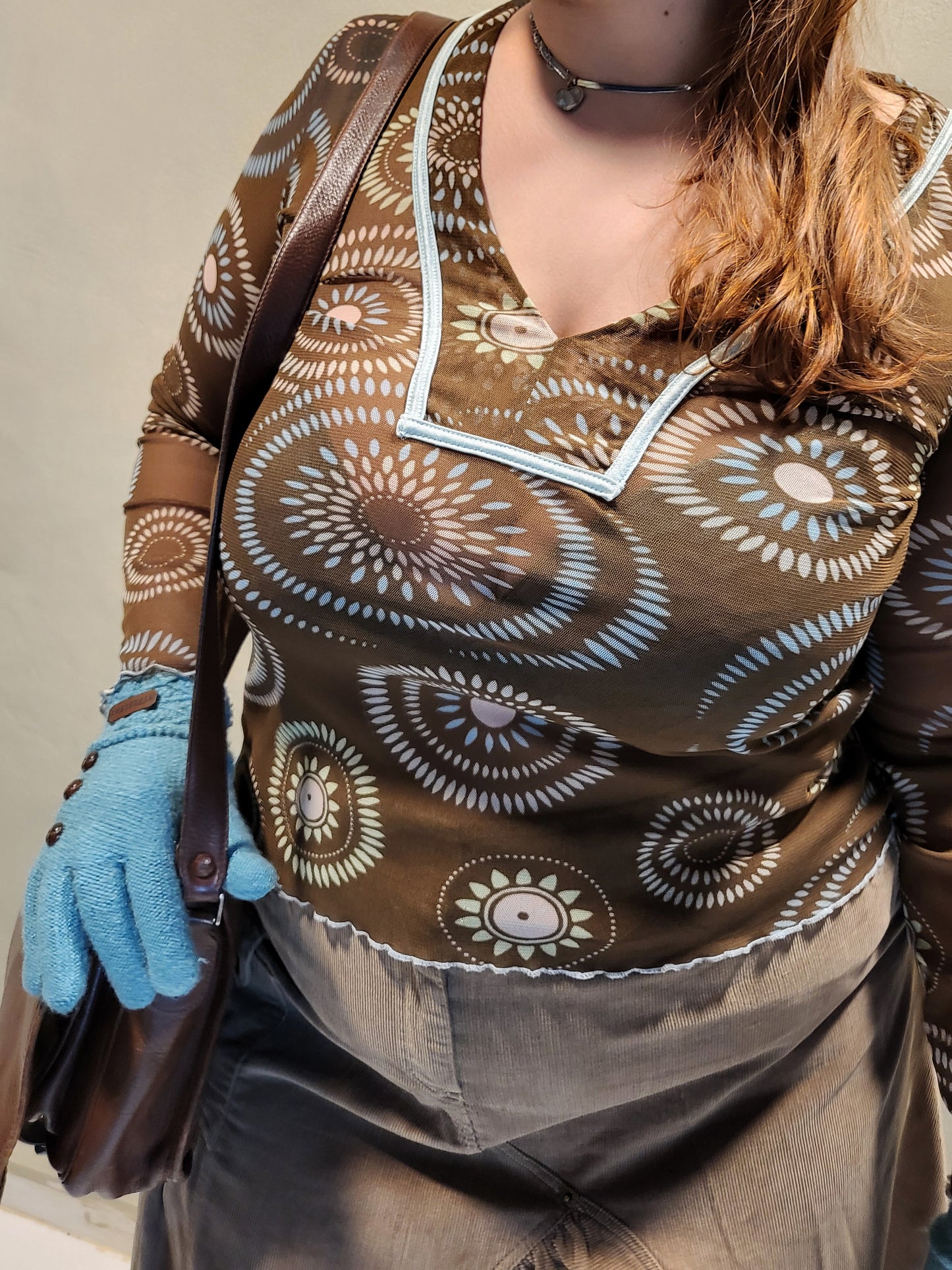 Y2K Sunburst Mesh Top