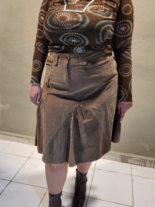 Vintage Corduroy Utility Midi Skirt