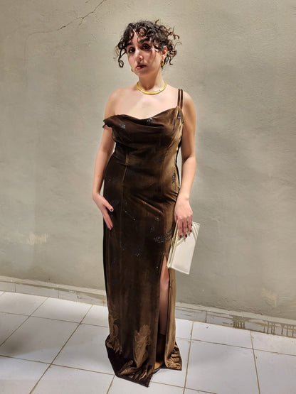 Velvet Two-Piece Evening Set — Dress & Cropped Blazer