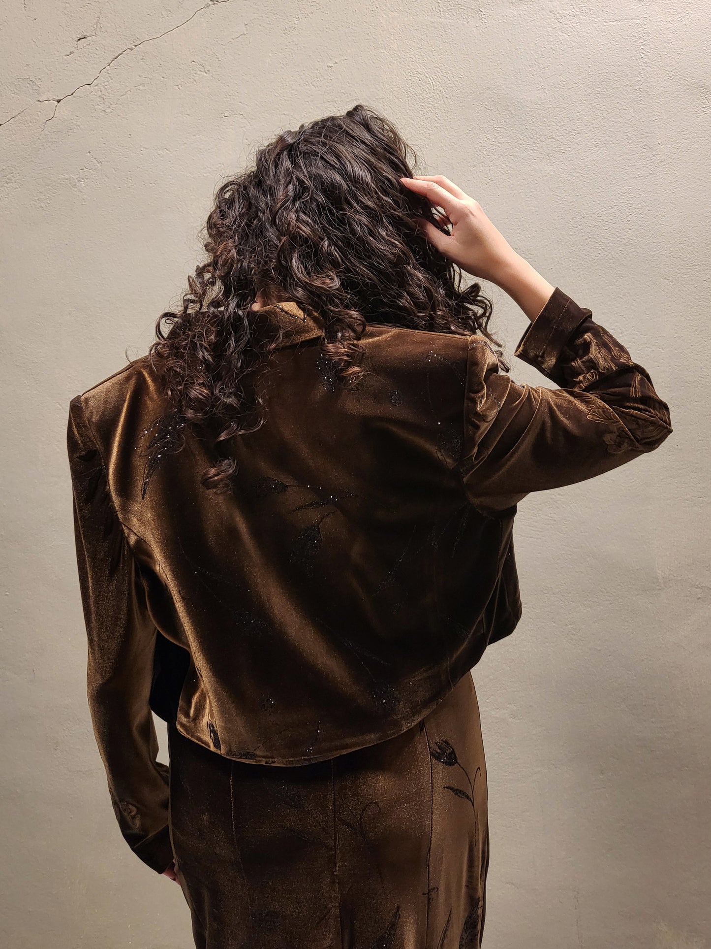 Velvet Two-Piece Evening Set — Dress & Cropped Blazer