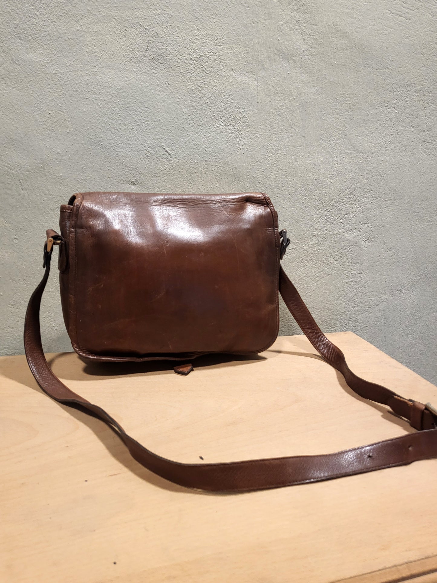 Lancel Paris Vintage Leather Messenger Bag