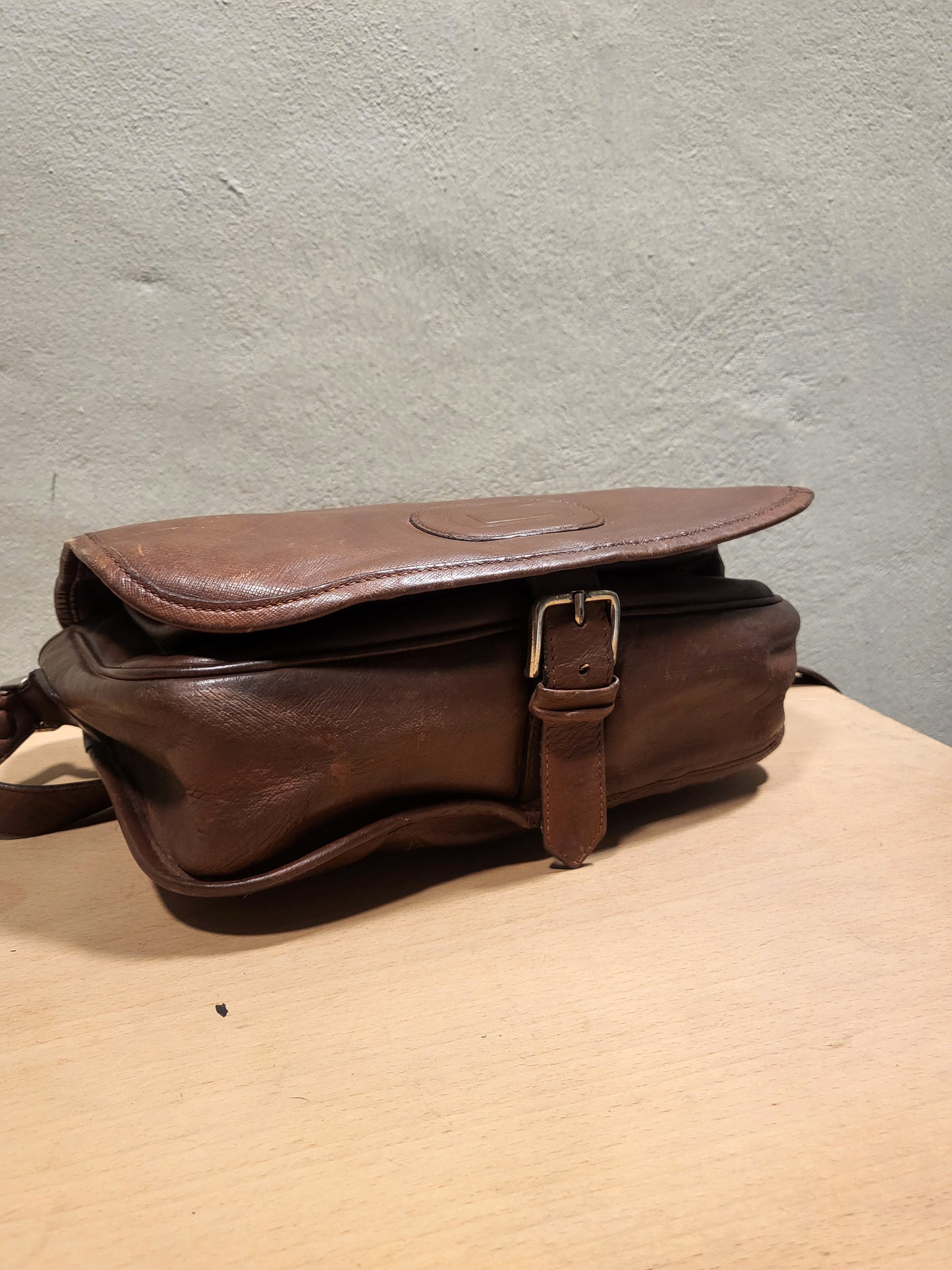 Lancel Paris Vintage Leather Messenger Bag
