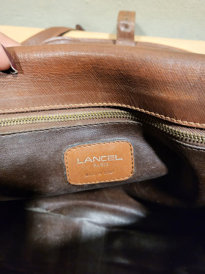 Lancel Paris Vintage Leather Messenger Bag