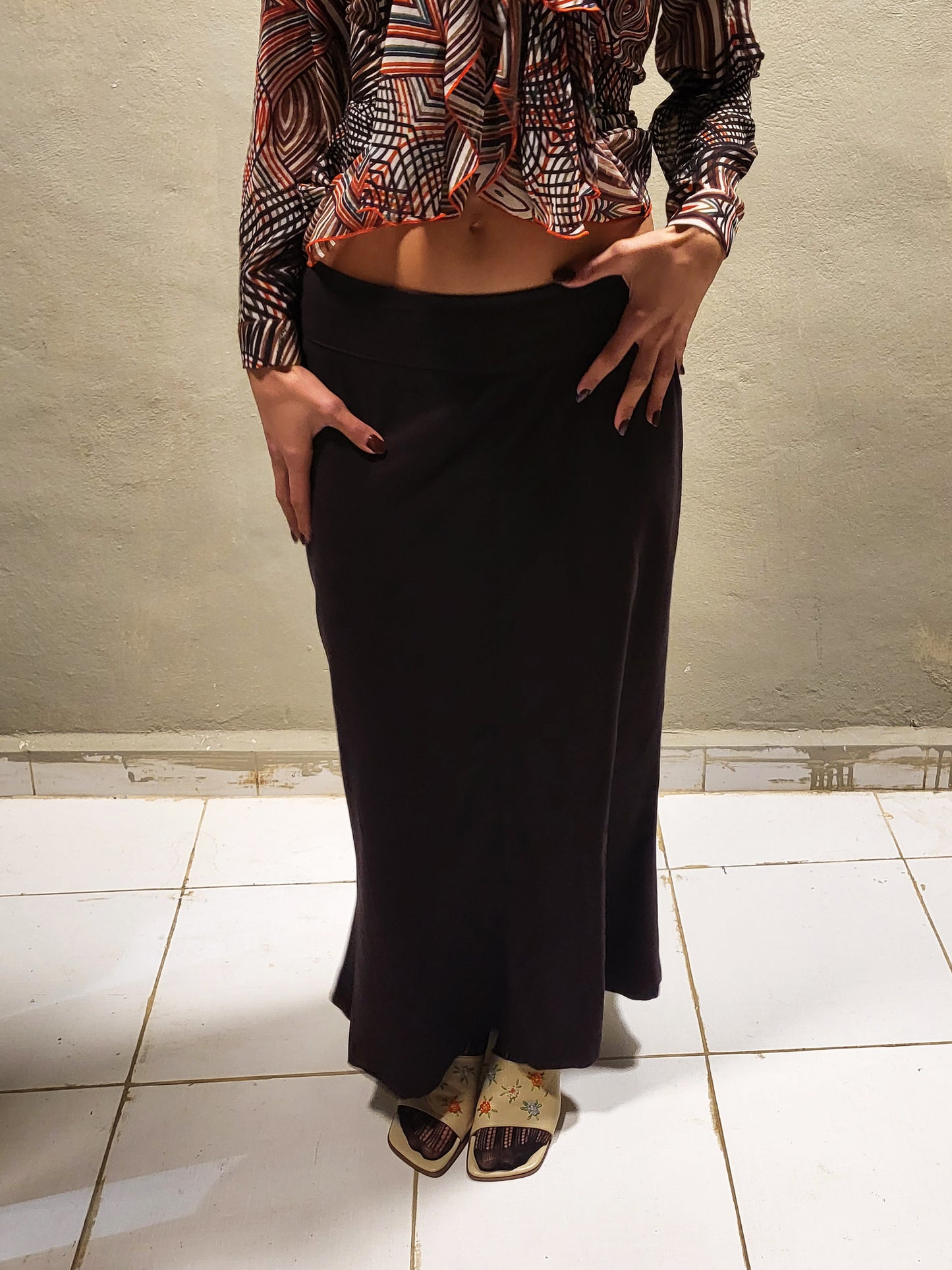 Suede-Effect Maxi Skirt