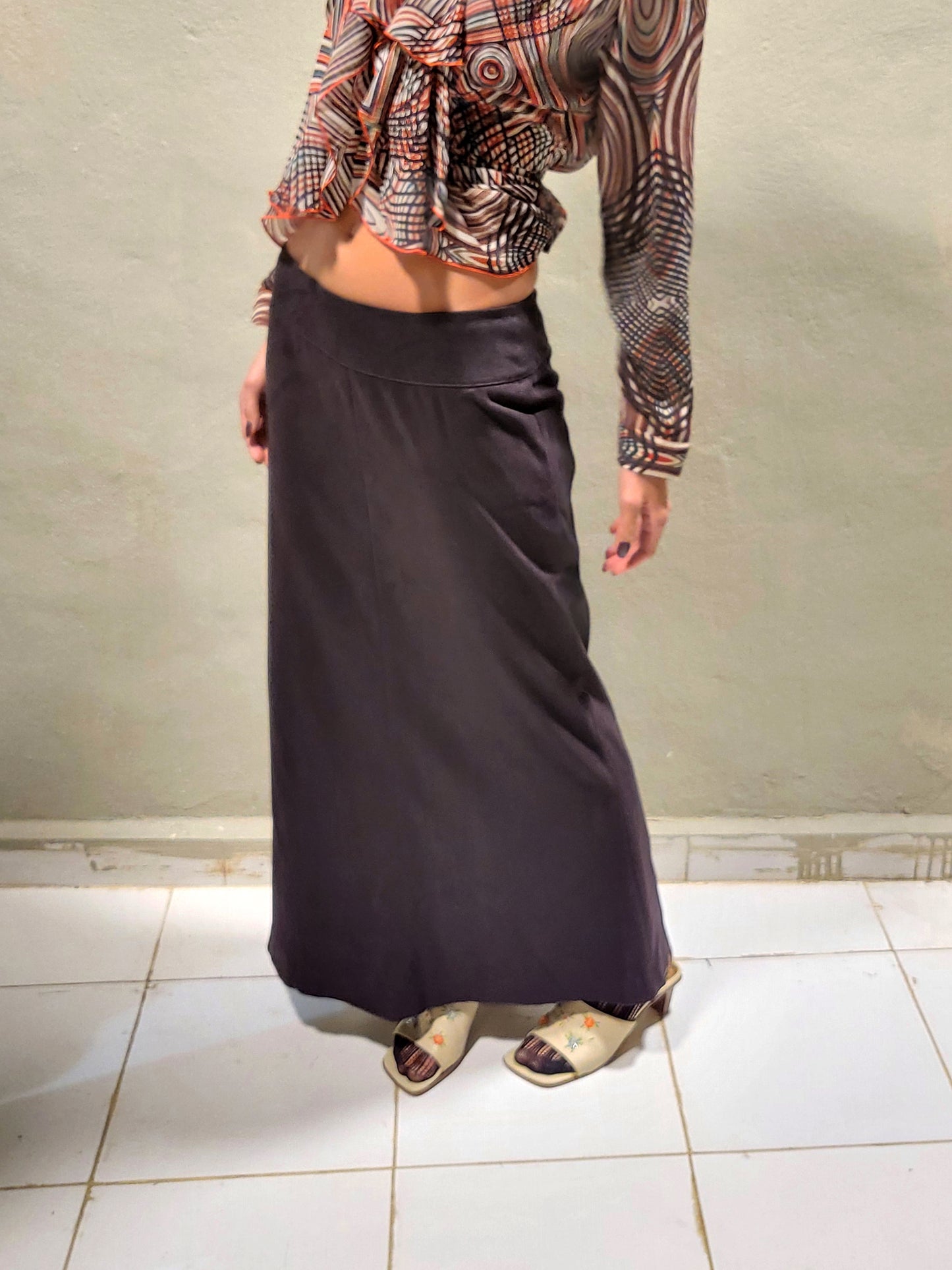 Suede-Effect Maxi Skirt