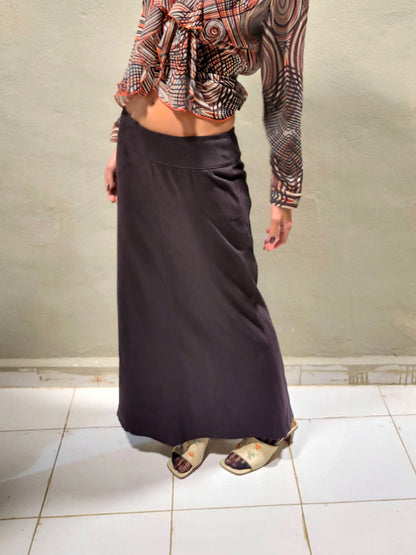 Suede-Effect Maxi Skirt