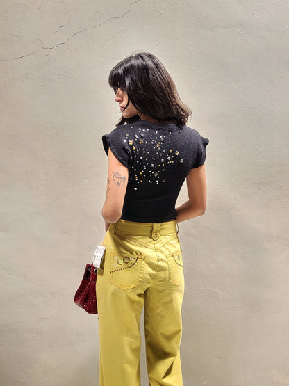 Studded Wool Cropped Top