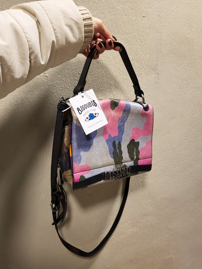 Moschino Multicolor Camo Print Top Handle Bag