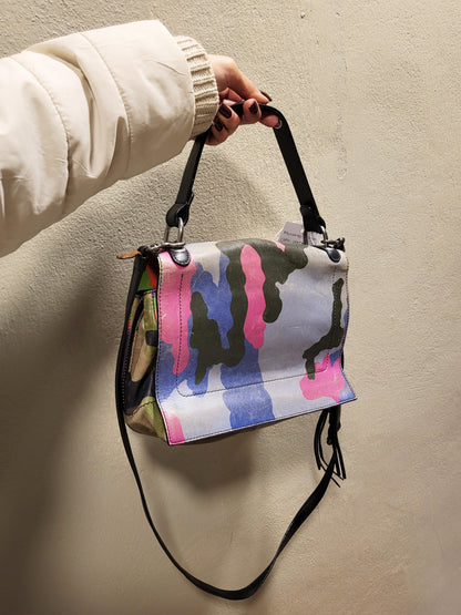 Moschino Multicolor Camo Print Top Handle Bag
