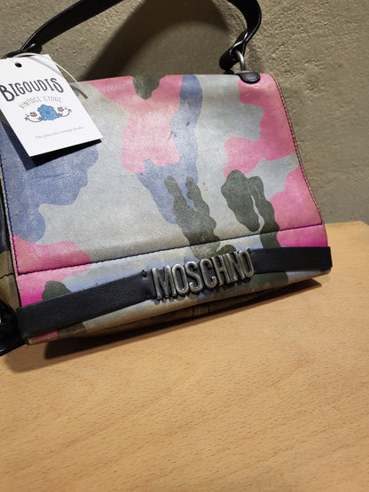 Moschino Multicolor Camo Print Top Handle Bag