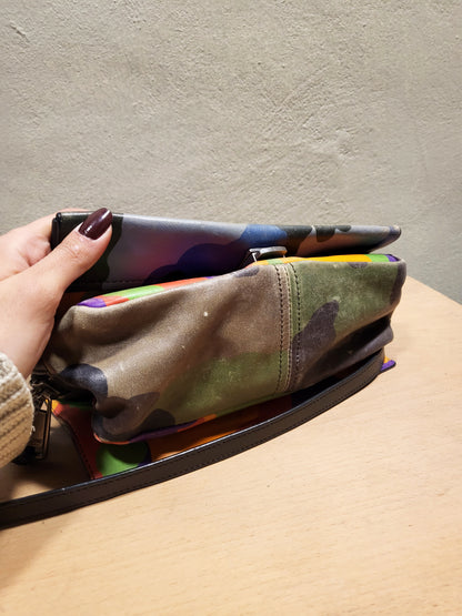 Moschino Multicolor Camo Print Top Handle Bag