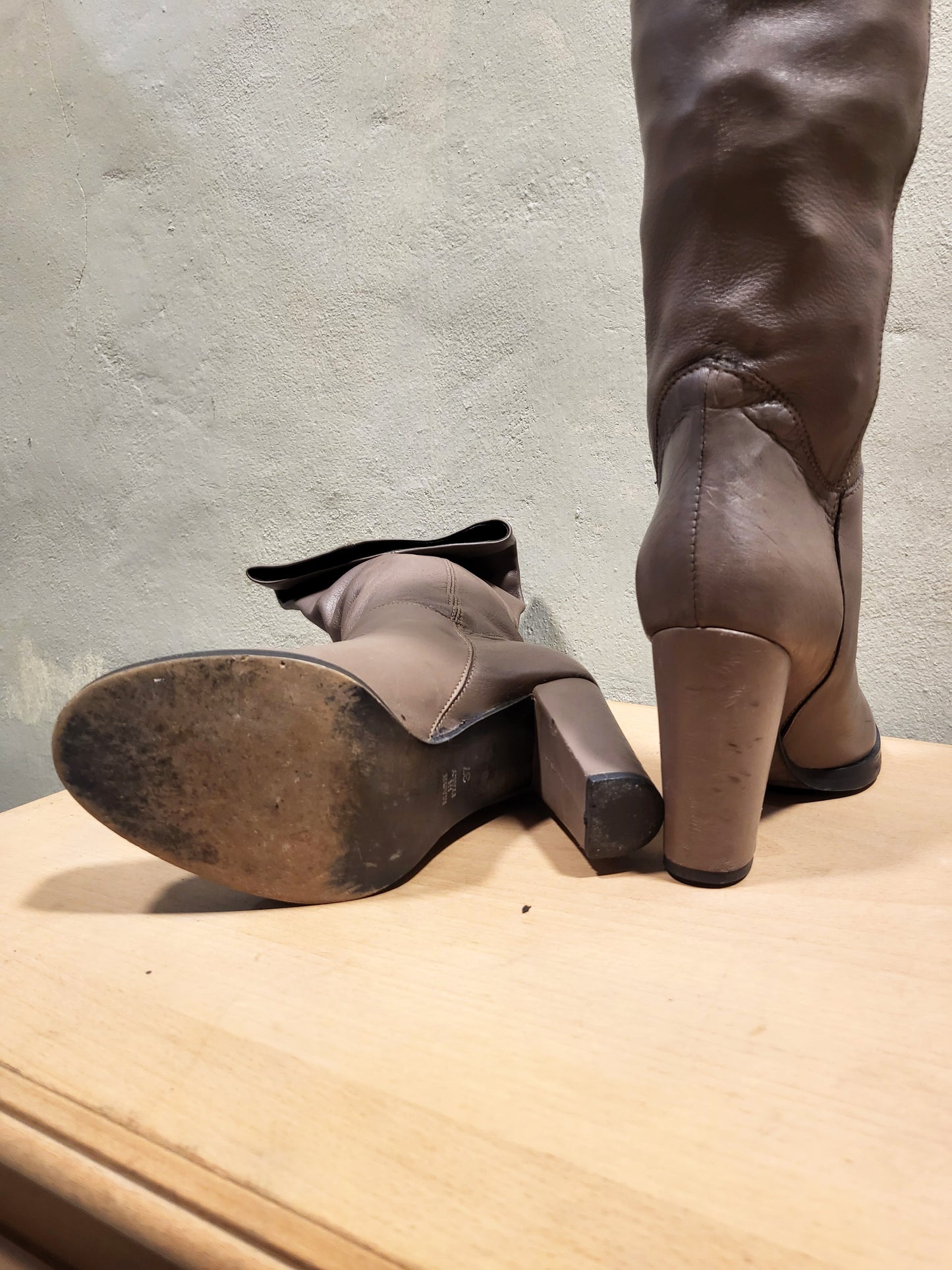 Taupe Genuine Leather Ankle Boots