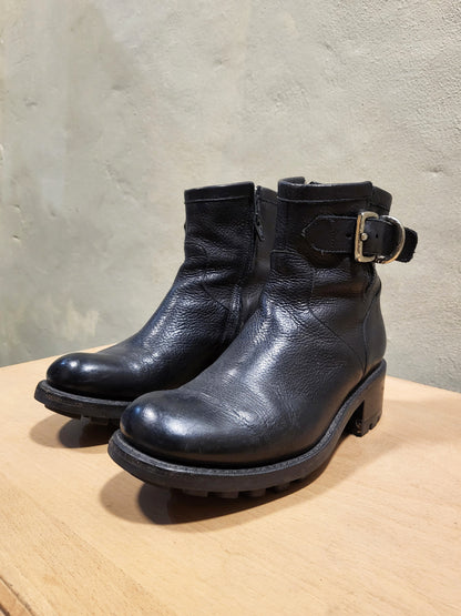 Black Leather Biker Boots