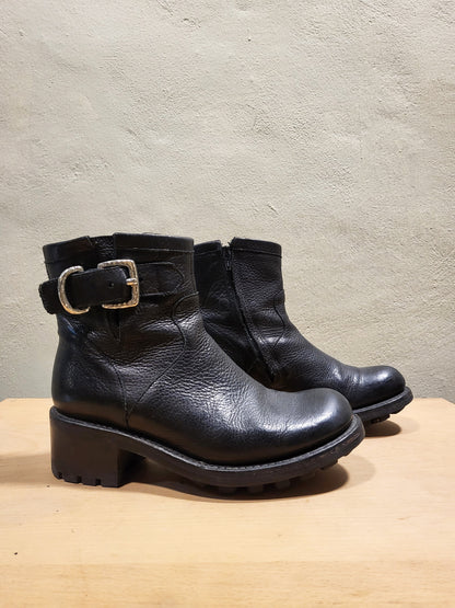 Black Leather Biker Boots