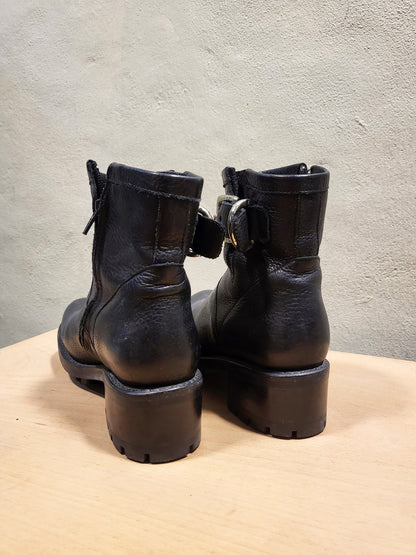 Black Leather Biker Boots