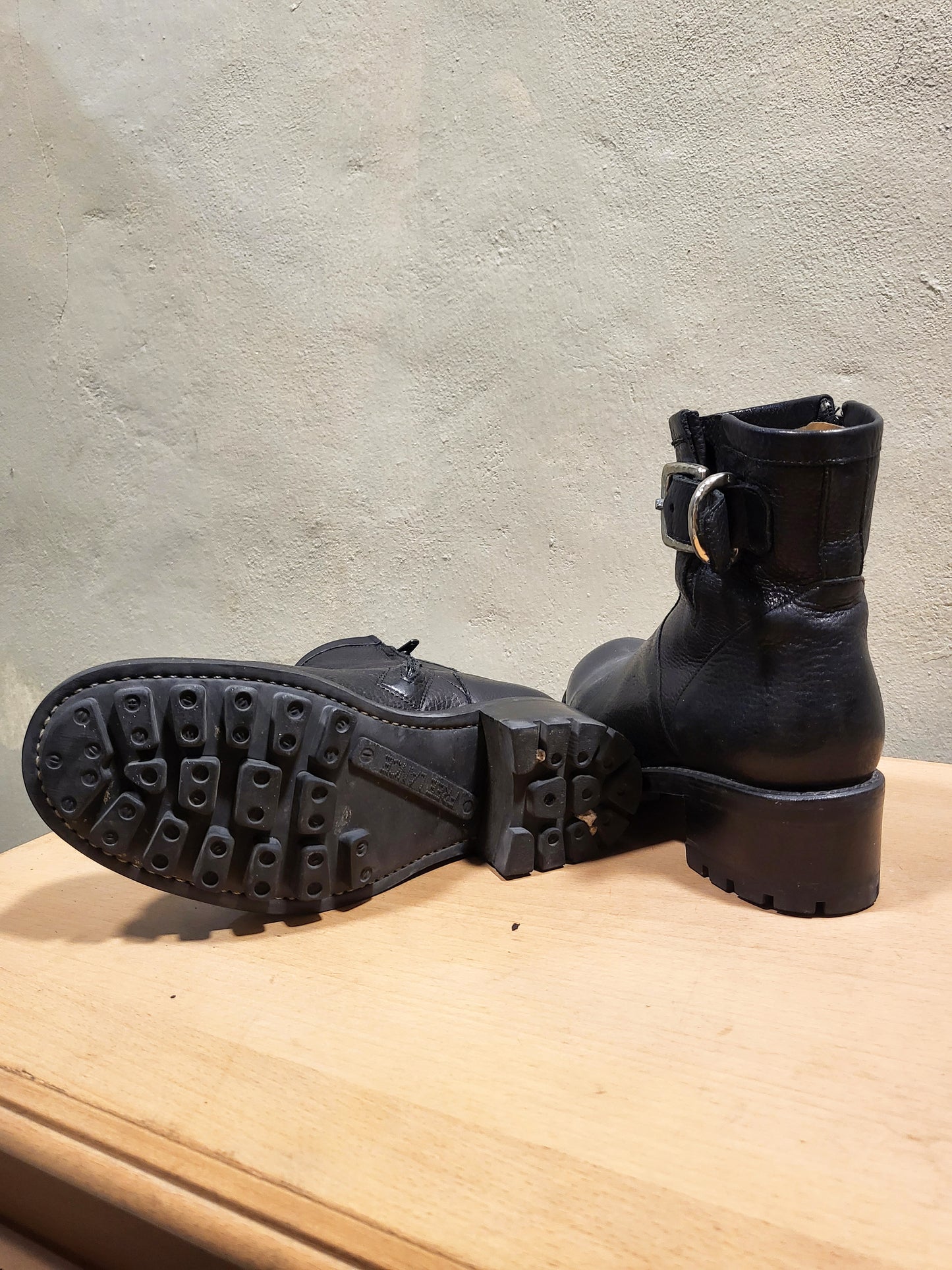 Black Leather Biker Boots