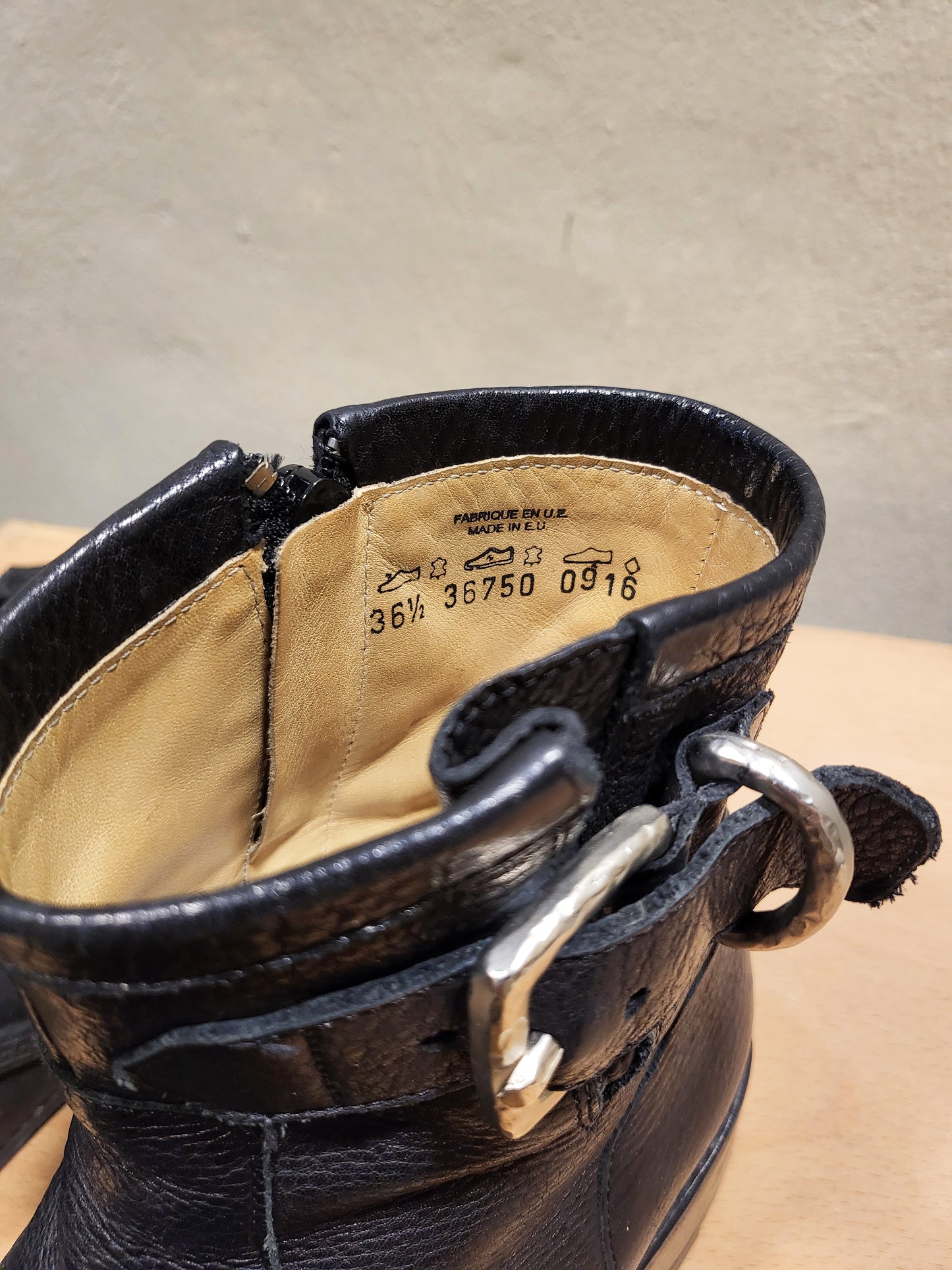 Black Leather Biker Boots