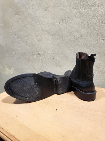 Chelsea Black Leather Brogue Boots