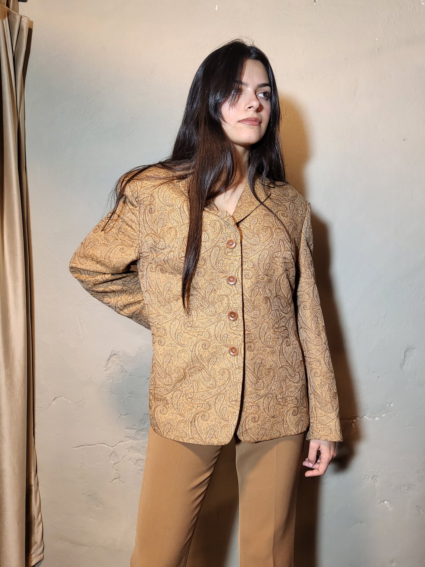 Beige Paisley Tailored Blazer