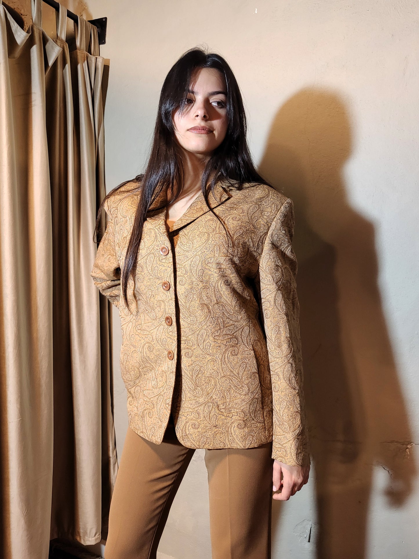 Beige Paisley Tailored Blazer