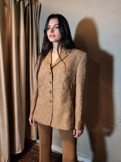 Beige Paisley Tailored Blazer