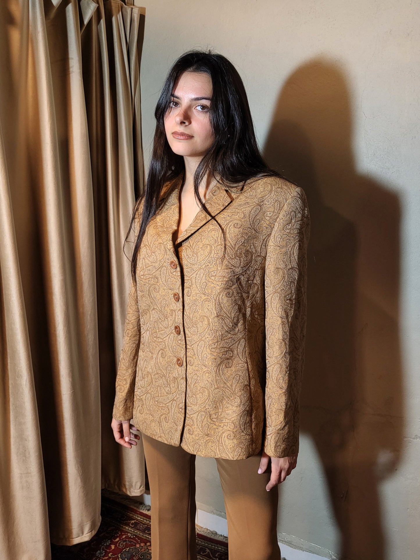 Beige Paisley Tailored Blazer