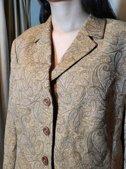 Beige Paisley Tailored Blazer