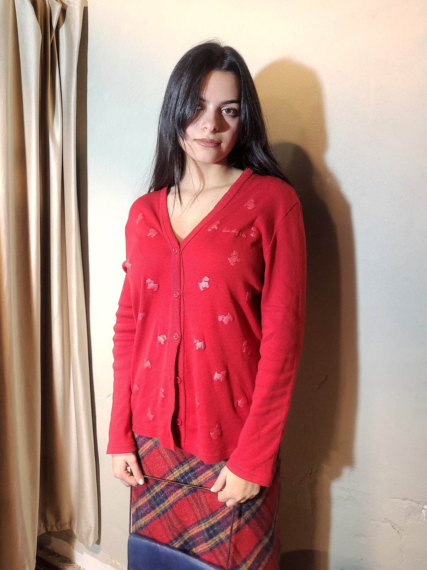 Côté Anglaise Red Knit Cardigan