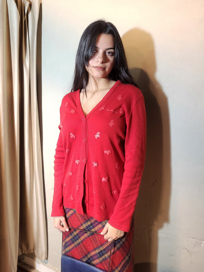 Côté Anglaise Red Knit Cardigan