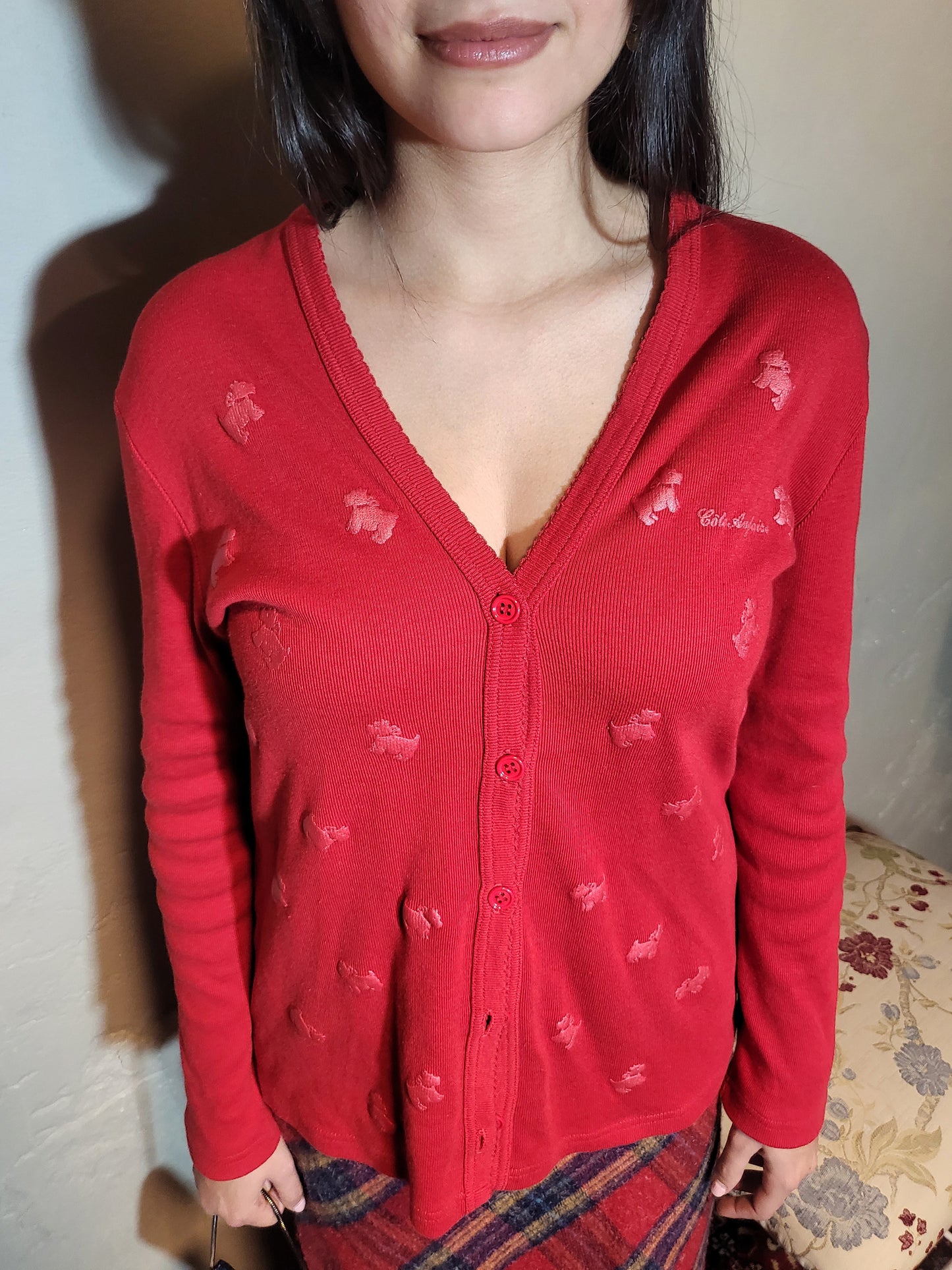 Côté Anglaise Red Knit Cardigan