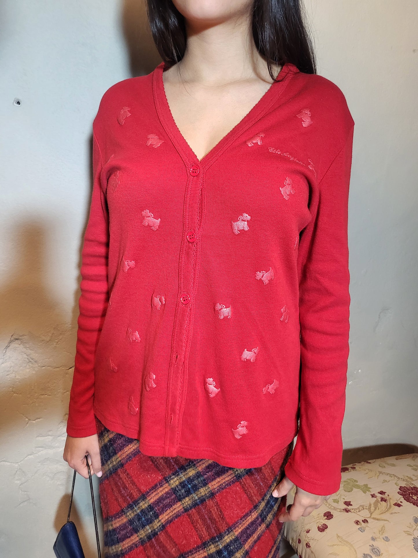 Côté Anglaise Red Knit Cardigan