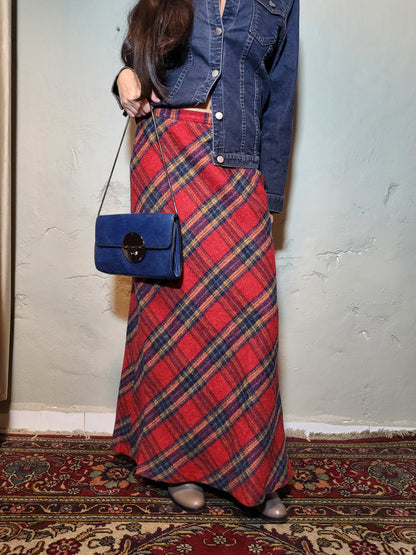 Vintage Wool Checkered Maxi Skirt